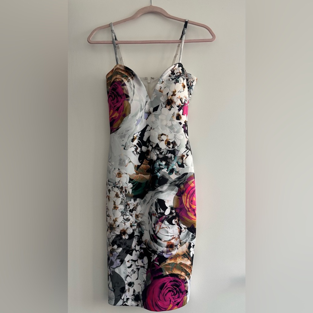 Bebe Multicolor Floral Bustier Dress
